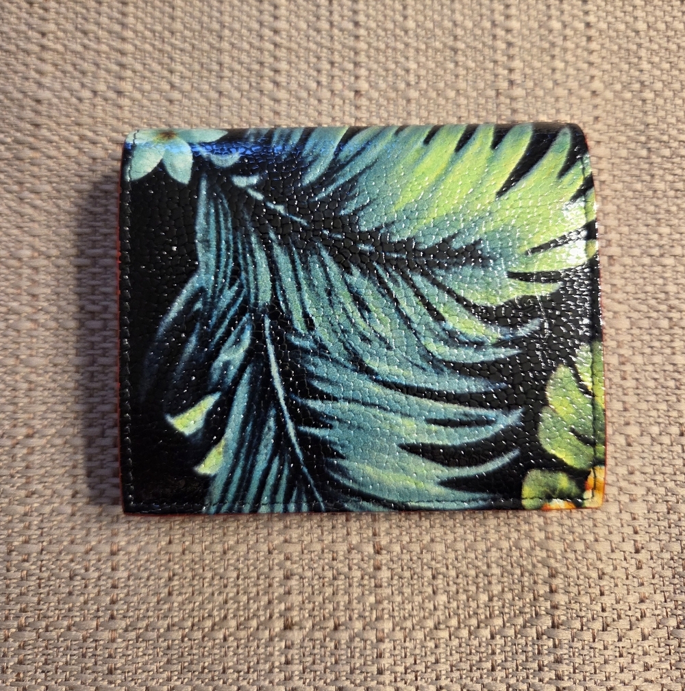 Christian Louboutin Hawaii Floral Leather Spiked Mini Bifold Wallet - Picture 2 of 9